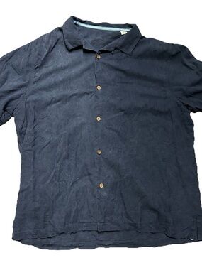 Men’s Tommy Bahama Blue Silk Short Sleeve Button Up Shirt Size XXL 100% Silk